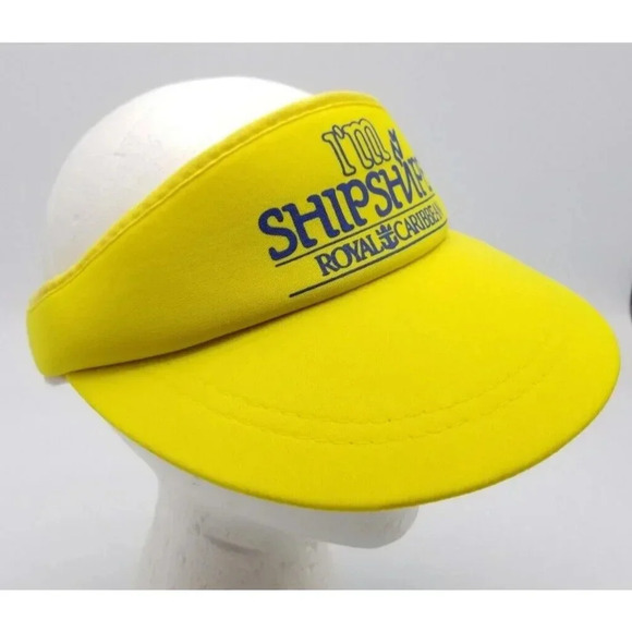 Vintage Royal Caribbean Cruiselines "I'm ShipShape" Yellow Adjustable Visor Hat - Picture 3 of 7
